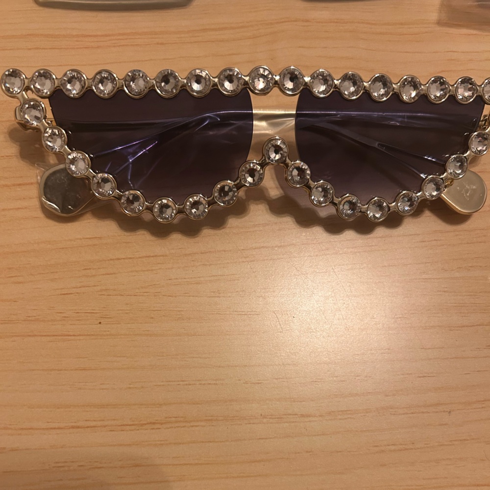 Crystal-Embellished Purple Sunglasses